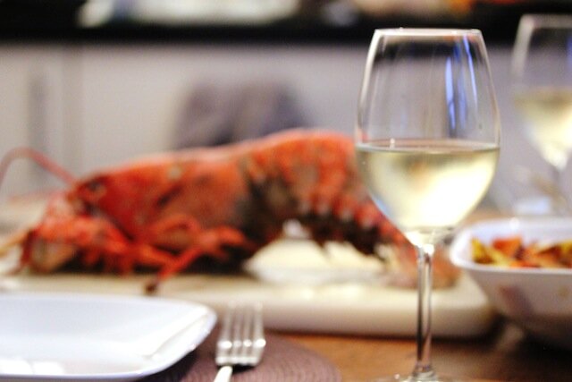 Lobster and wine