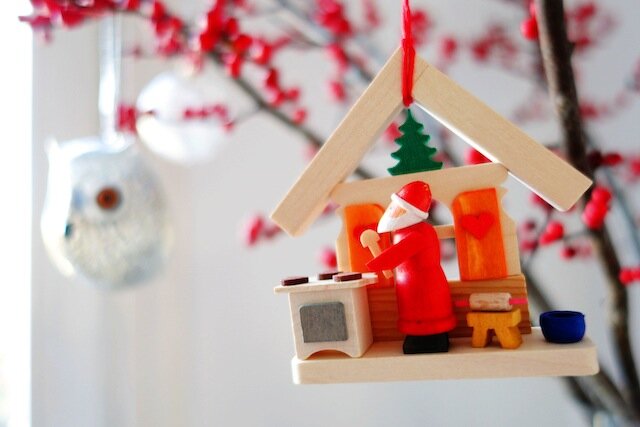 Traditional German wooden Christmas tree ornament